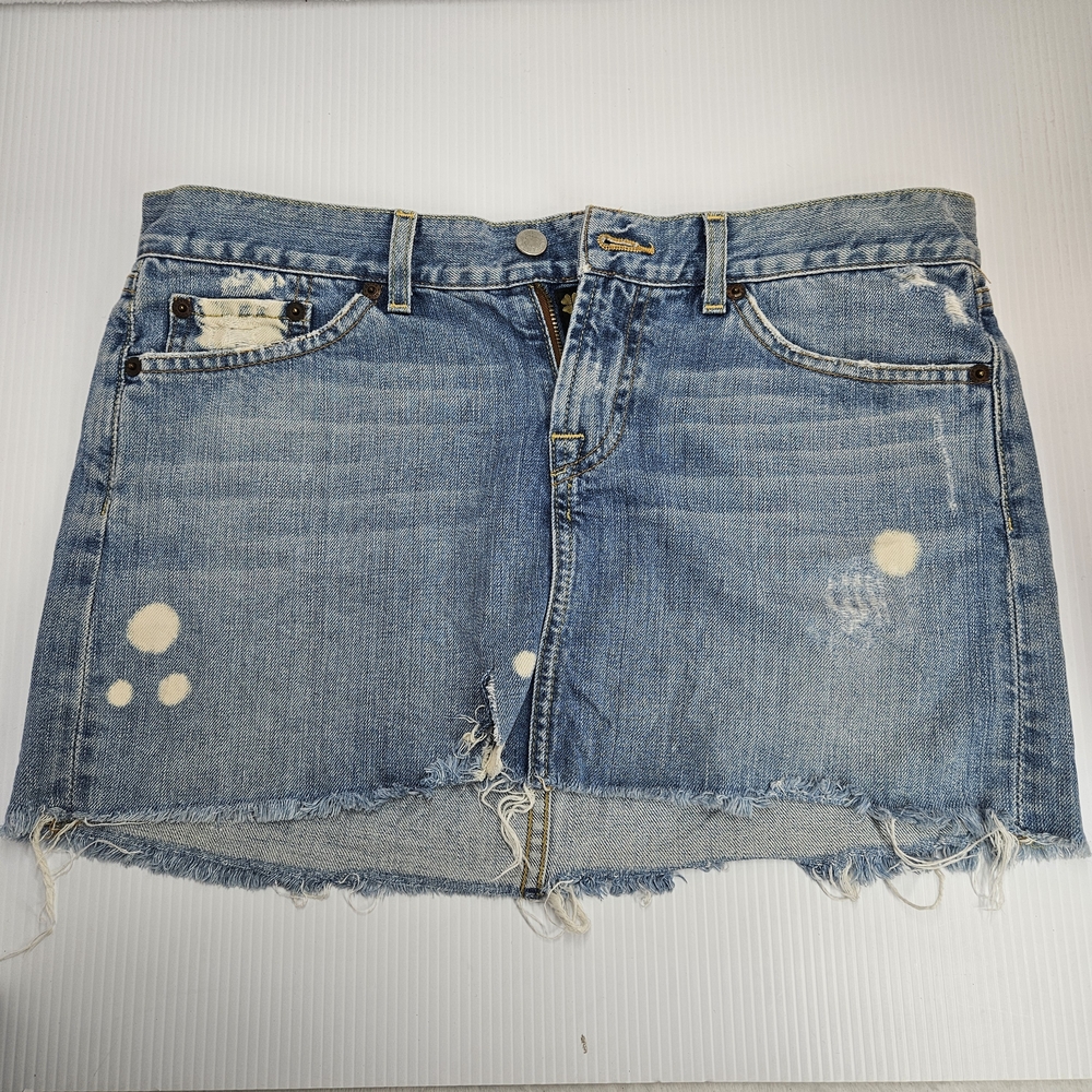 Lucky Brand Frayed Minnie Denim Skirt 8 29 American Made Distressed USA